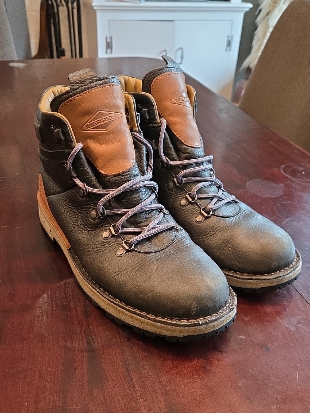 Merrell Sugerbush Waterproof Men's Dark Brown and Tan Leather Hiking Size 11 Men